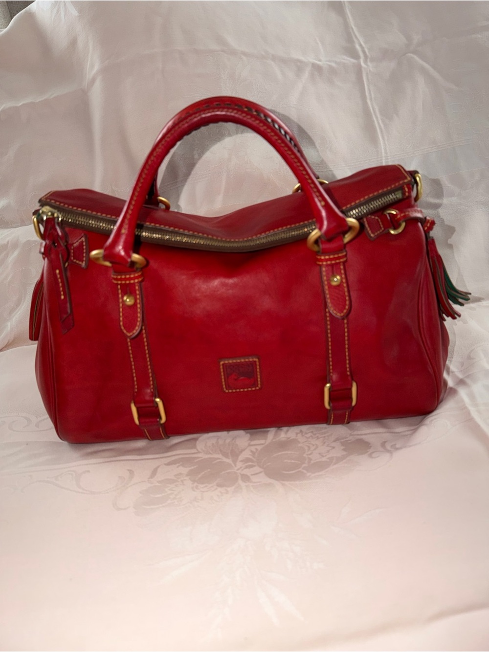 Dooney & Bourke Red Leather Large Satchel in Red